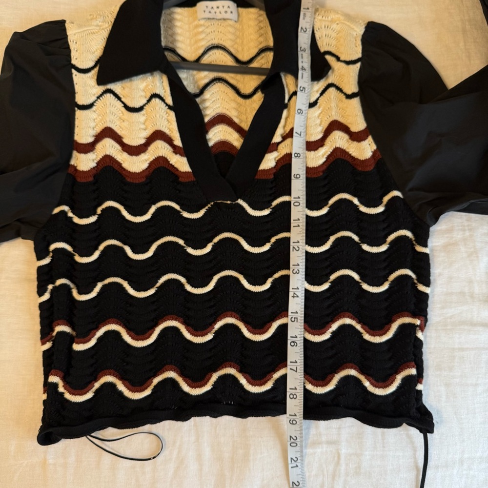 TANYA TAYLOR Women’s L / XL Arleta Crochet Top Long Sleeve CP25 - Picture 9 of 9